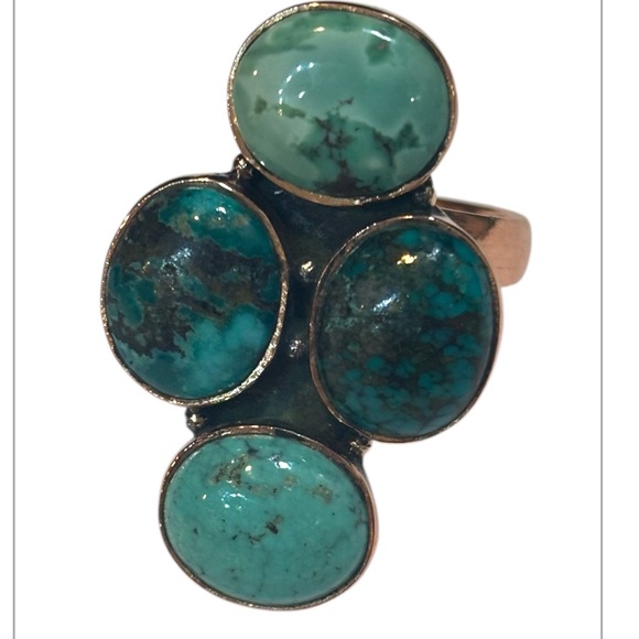 Hubei Turquoise and Copper Adjustable Statement Ring